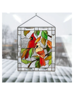 Cardinal Stained Glass Window Panel