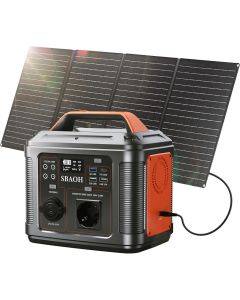 SBAOH P302 Portable Power Station with 60 W Solar Panel, 296 Wh Solar Generator with 300 W Output, Mobile Power Supply for Garden, Travel, Camping, Motorhome, Emergency
