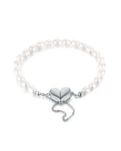 Pearl Jewelry Stainless Steel Magnetic Heart Bracelet (Steel Color)