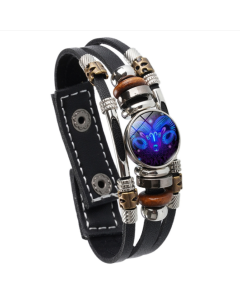 Twelve Zodiac Luminous Leather Bracelet with Beaded Strands, Design: Aries