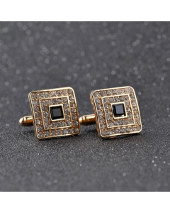 Classic Luxury Rhinestone Crystal Square Custom Enamel Men's Cufflinks for French Shirts, Wedding Jewelry