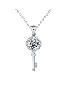 Moissanite 925 Sterling Silver Key Necklace, Chain Length: 60cm Sweater Chain