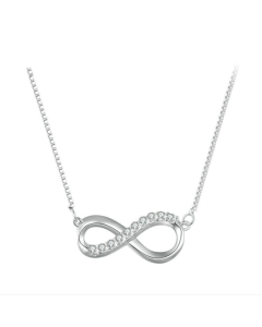 Sterling Silver Plated White Gold Mobius Loop Moissanite Necklace