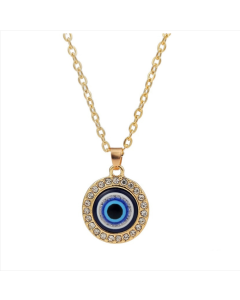 Angel Eye Pendant Multi-layer Necklace, Model: N2106-10 with Round Heat-set Crystal Eyes