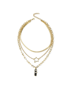 Five-Star Triple Layer Women's Metal Elegant Necklace Choker