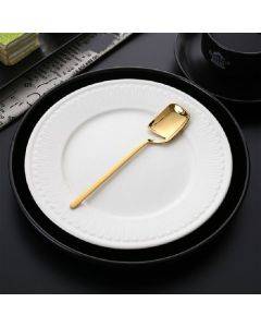 Stainless Steel V-shaped Wall Hanging Design Simple Coffee Spoon Fork Creative Long Handle Stirring Tableware, Style:Spoon, Color:Gold