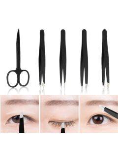 5 pieces/set sold Eyebrow grooming and makeup tools Eyebrow tweezer clip (black)