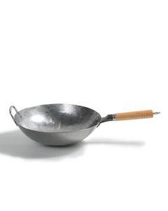 Old-fashioned Household Iron Pot Healthy Uncoated Traditional Handmade Non-stick Pot, Size:32cm, Style:With Ear