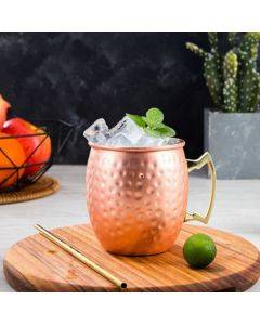 Copper Plating Stainless Steel Mug Cocktail Glass Beer Mug Rose Gold, Style:Hammer point