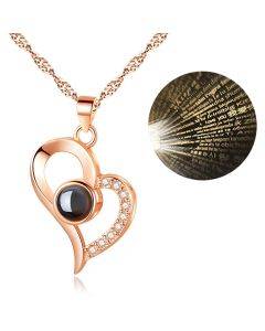 100 Languages I Love You Projection Girl Pendant Necklace Jewelry