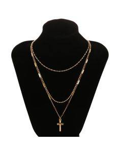3-layer women's necklace cross