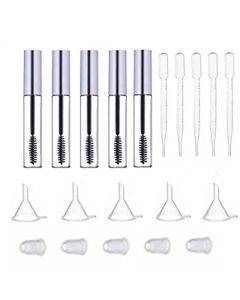 5 12ml Empty Mascara Tubes with Lash Wand + 5 Funnels and Transfer Set for DIY Container Set