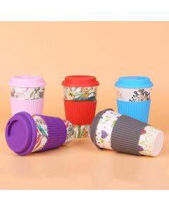 400ML Reusable Bamboo Fibre Coffee Cups Silicone Eco Friendly Travel Coffee Mugs