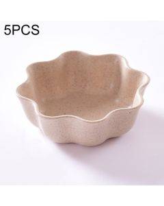 5 PCS Creative Plum Shape Dishes Wheat Straw Seasoning Dish Snack Plate Chili Sauce Ketchup Dressing Salt Dish,Size:7x7x2.5cm(Beige)