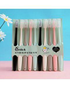 10-in-1 Household Macaron Bamboo Charcoal Adult Ice Cream Soft Bristle Toothbrush