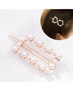 Geometrically irregular pearl hair clip for women's exquisite hair accessories (rectangular)