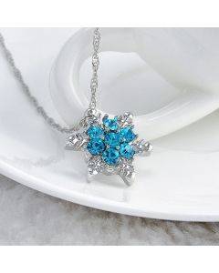 Charming Retro Crystal Snowflake Zircon Silver Necklace Women's Pendant Jewelry Gift