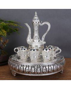 Wine Glass Set Creative Home European-style Wine Set Metal Hip Flask Wine Separator(Silver)