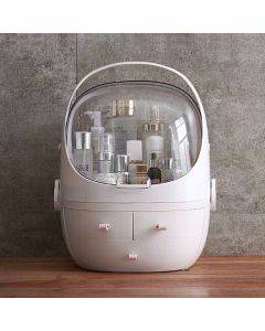 Handheld dustproof transparent round cosmetic drawer storage box