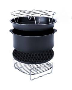 5 in 1 Fryer Accessory Set Multifunctional Air Fryer Set Grill Pizza Pan Five-piece set (round baking pan)