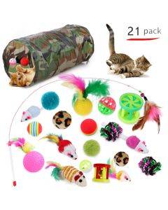 Pet cat toy set, cat teaser stick, plush mouse combination toy
