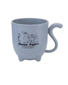 Wheat Straw Animal Cartoon Cat Tail Children's Cup Cute Wind Creative Coffee Cup Milk Four-legged Cup(Light Blue)