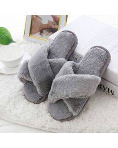 Cross warm plush women's slippers