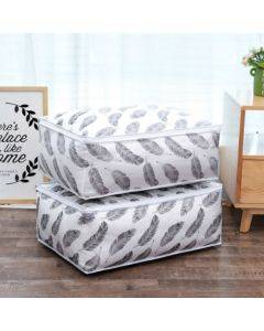 Foldable Storage Bag Clothes Blanket Quilt Transparent Printing Travel Luggage Storage Bag, Size:57x40x22cm(Feather)