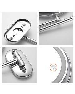 8-inch wall-mounted double-sided light-filled cosmetic mirror LED three-tone light bathroom mirror, color: rechargeable matte nickel color (five times magnification)