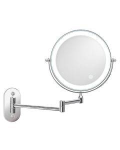 8-inch wall mounted double-sided makeup mirror with LED three color dimming bathroom mirror