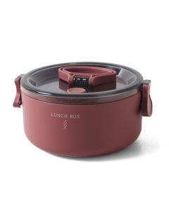 Round Portable Insulation Partitioned Lunch Box Student Office Workers Heated Microwave Oven Bento Box, Style:Single Layer(Blue)