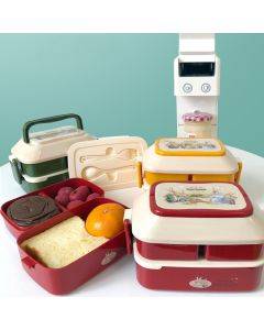 Cute Rabbit Double Layer Plastic Lunch Box Large Capacity Portable Lunch Box