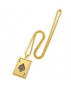 OPK 1670 Versatile Titanium Steel Spades A Playing Card Pendant Personalized Men's Necklace