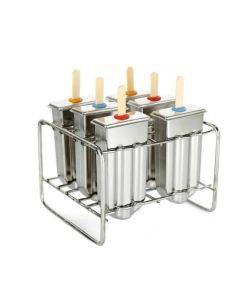 Stainless Steel DIY Ice Cream Mold Household Popsicle Ice Cream Mold(3 Flat 3 Round Head Double Grooves)