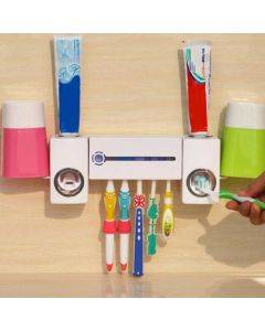 Antibacteria UV Light Ultraviolet Toothbrush Sterilizer Toothbrush Holder Cleaner Double-extruder Toothpaste Set with 2 Cups