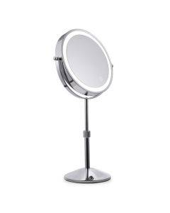 Desktop double-sided round LED light-emitting makeup mirror, lifting and magnifying makeup mirror, specifications: flat + seven times magnification (7-inch rechargeable model)