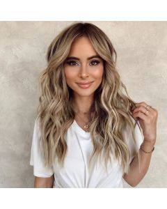 Female middle division long curly hair wig chemical fiber head cover