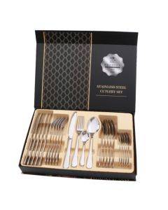 24 in 1 Stainless Steel Tableware Western Steak Cutlery Gift Set, Color: Silver