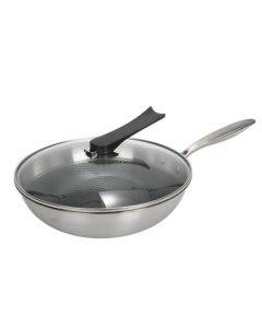 Household 304 Stainless Steel Oil-free and Uncoated Flat-bottom Wok Suitable for Induction Cooker Gas