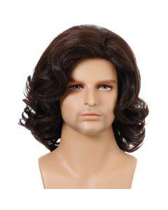 Men's wig diagonal bangs fluffy short curly hair