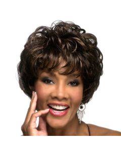 Women's diagonal bangs fluffy colored wig short curly head cover