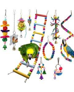 10 in 1 Parrot Toy Set Ladder Mirror String Of Bells