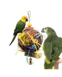 2 in 1 Parrot Toy Sepak Takraw Paper Brushed Grass Bite Ball