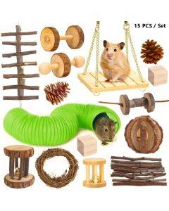 Hamster toy pet rabbit, Dutch pig, parrot playing with grinding teeth wooden toy