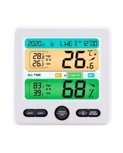 Indoor Color Digital Display Thermometer & Hygrometer Household Large-Screen Electronic Clock(TS-6211-W)