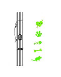 Rechargeable projection cat flashlight multi-pattern pet toy stainless steel flashlight (green light)