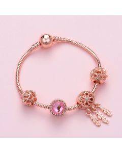 SL136 Women's Rose Gold Beaded Bracelet