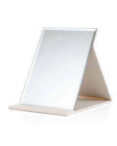 Foldable and portable high-definition makeup mirror, PU leather tabletop portable vanity mirror