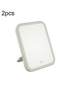 2 LED makeup mirrors with lights for supplementary lighting, desktop vanity mirrors for women, foldable and portable small mirrors for daily use in dormitories