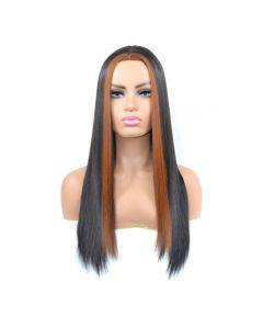 Women's midsection bleach long straight wig